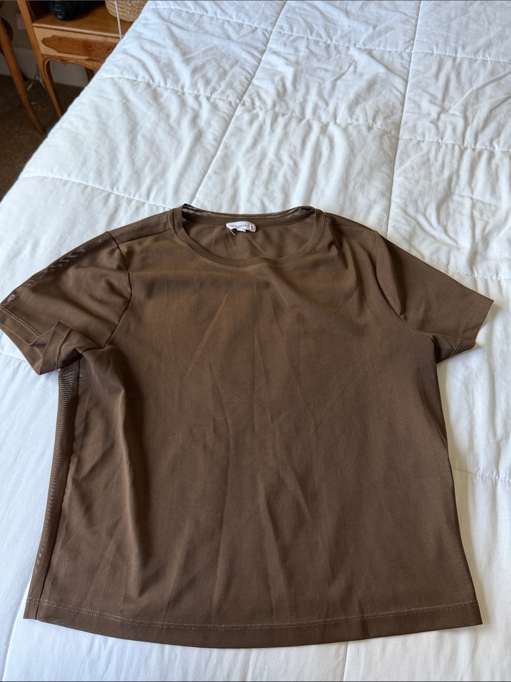 GOOD AMERICAN Brown Short Sleeve Tee